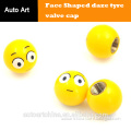 4 Pcs Yellow Funny Face Shaped daze tyre valve cap